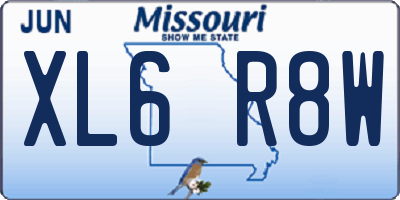 MO license plate XL6R8W