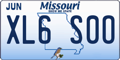 MO license plate XL6S0O