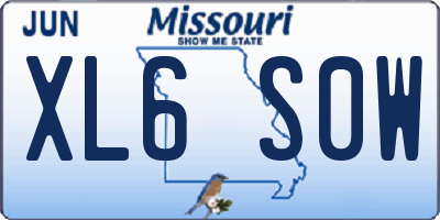 MO license plate XL6S0W