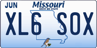 MO license plate XL6S0X