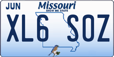 MO license plate XL6S0Z