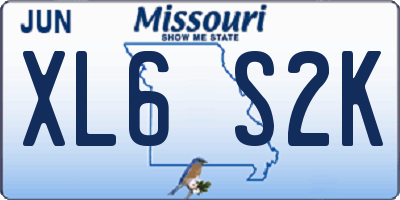 MO license plate XL6S2K