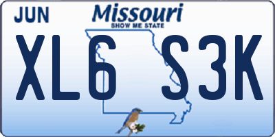 MO license plate XL6S3K