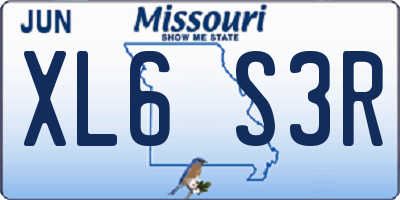 MO license plate XL6S3R