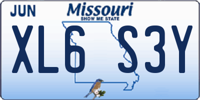 MO license plate XL6S3Y