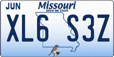 MO license plate XL6S3Z