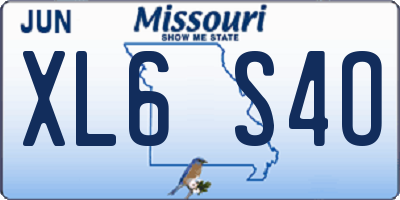 MO license plate XL6S4O