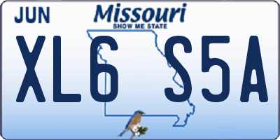 MO license plate XL6S5A