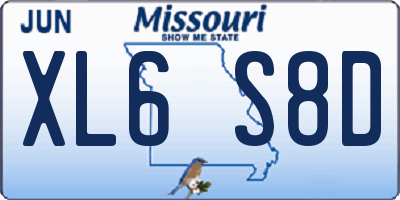 MO license plate XL6S8D