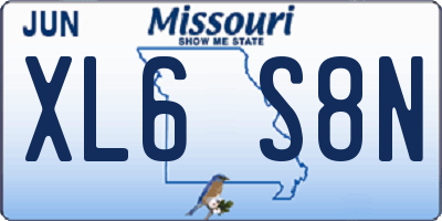 MO license plate XL6S8N