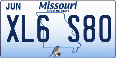 MO license plate XL6S8O