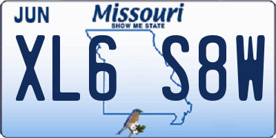 MO license plate XL6S8W