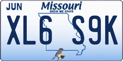 MO license plate XL6S9K