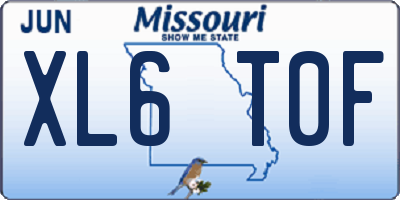 MO license plate XL6T0F