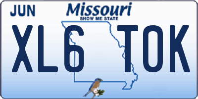 MO license plate XL6T0K