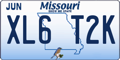 MO license plate XL6T2K