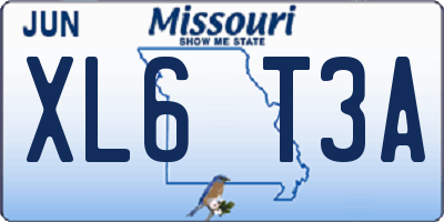 MO license plate XL6T3A