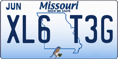 MO license plate XL6T3G