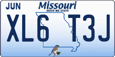 MO license plate XL6T3J