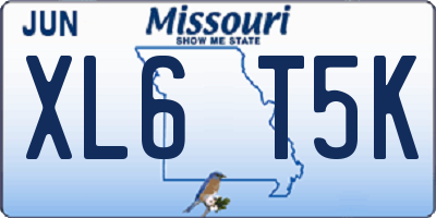 MO license plate XL6T5K