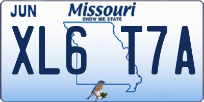 MO license plate XL6T7A