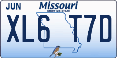 MO license plate XL6T7D