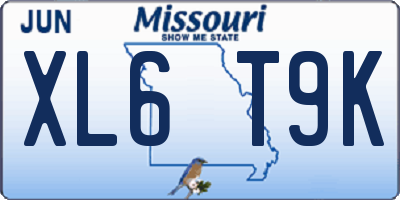 MO license plate XL6T9K