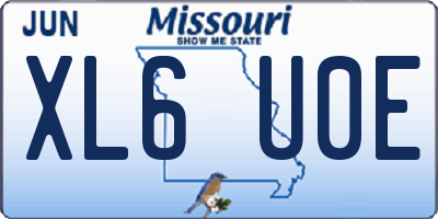 MO license plate XL6U0E