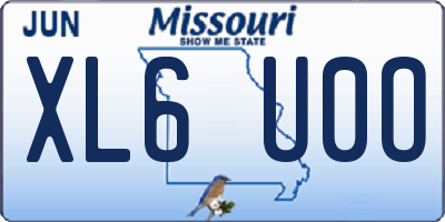 MO license plate XL6U0O
