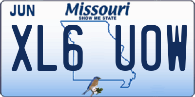 MO license plate XL6U0W
