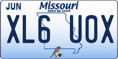 MO license plate XL6U0X