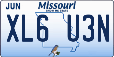 MO license plate XL6U3N