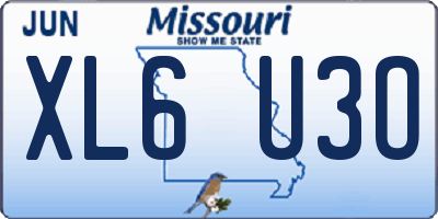 MO license plate XL6U3O
