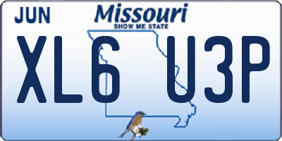 MO license plate XL6U3P