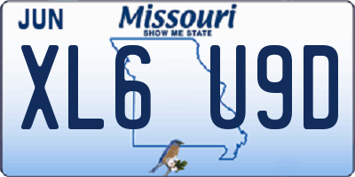 MO license plate XL6U9D