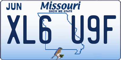 MO license plate XL6U9F