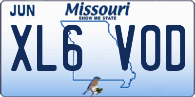 MO license plate XL6V0D