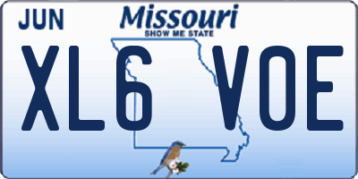 MO license plate XL6V0E