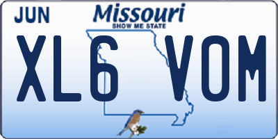 MO license plate XL6V0M