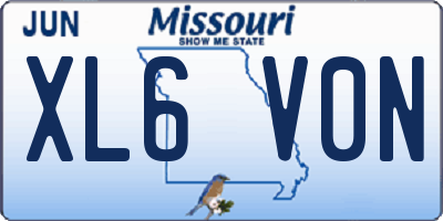 MO license plate XL6V0N