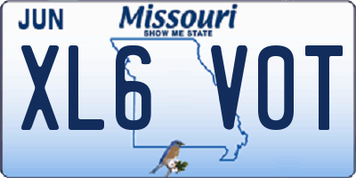 MO license plate XL6V0T