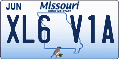MO license plate XL6V1A
