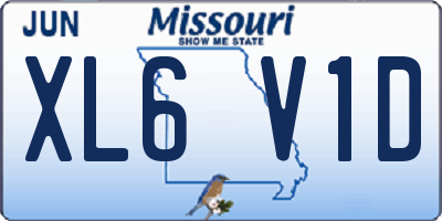 MO license plate XL6V1D