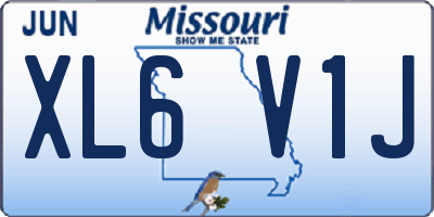 MO license plate XL6V1J