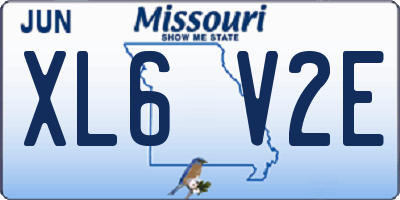 MO license plate XL6V2E