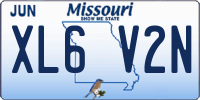MO license plate XL6V2N