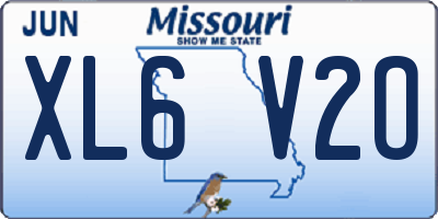 MO license plate XL6V2O
