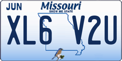 MO license plate XL6V2U