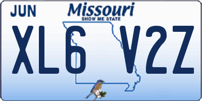 MO license plate XL6V2Z