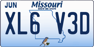 MO license plate XL6V3D